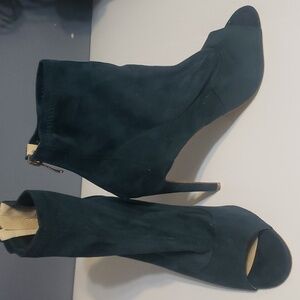 Cape Robbin Jade Green Suede Peeptoe Boots